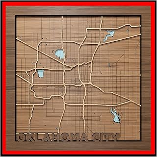 MarqArt Oklahoma City, Oklahoma, Women Gifts For Anniversary, Handmade in America - 3d Wooden Map - OKC, OK Souvenir and Gift Wall-Art