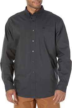 Camisa De Vestir Dockers Para Hombre – Manga Larga, Tejido Elástico Y Antiarrugas, Color Cuadro Azul