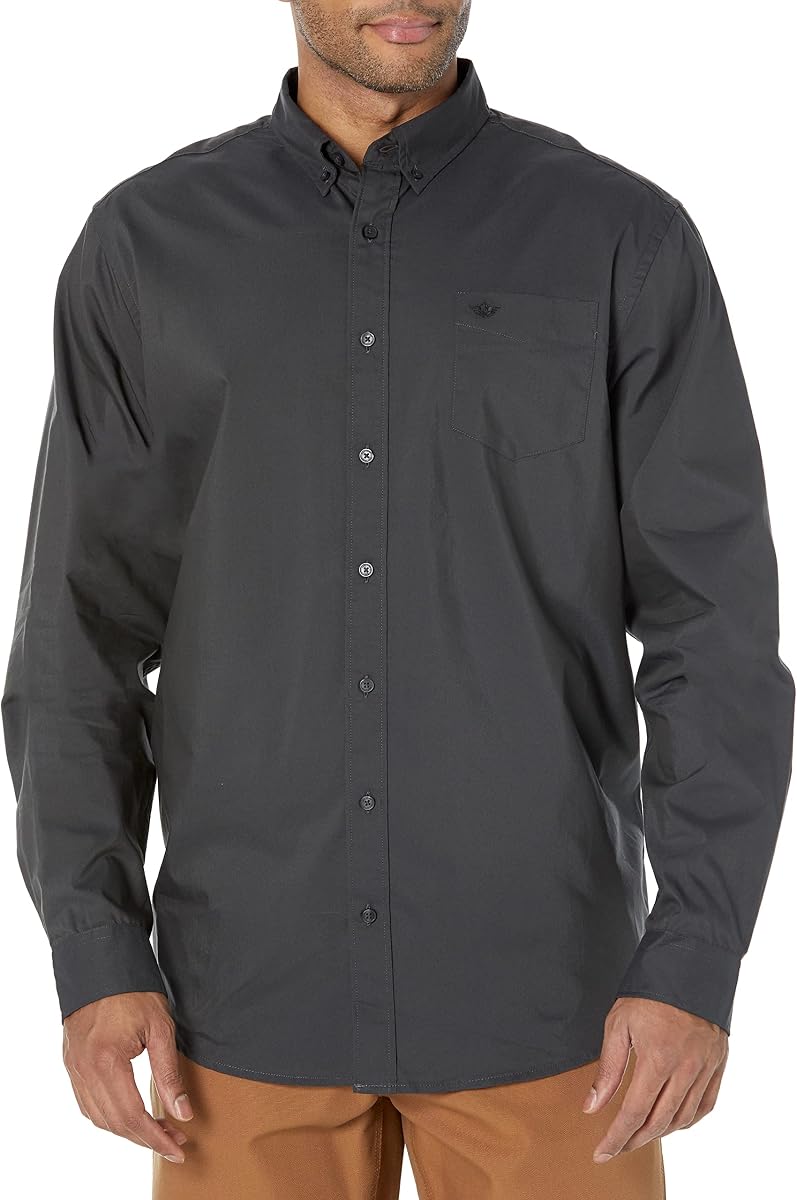 Dockers Men's Classic Fit Long Sleeve Signature Comfort Flex Shirt (Standard and Big & Tall), Steelhead, X-Large