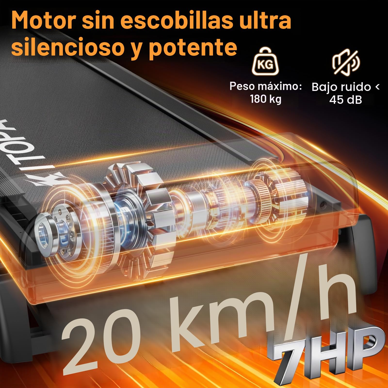 Kitopa 20 KM/H Cinta de Correr Plegable,Inclinación del 18%, Máximo 180kg