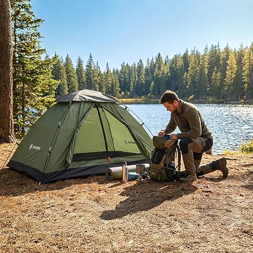 Miniatura 4 de Backpacking Tent for Camping 1-5 Person Hiking Ultralight Tent for Waterproof Windproof Outdoor Two Doors Tents Easy Quick Setup Lightweight Instant