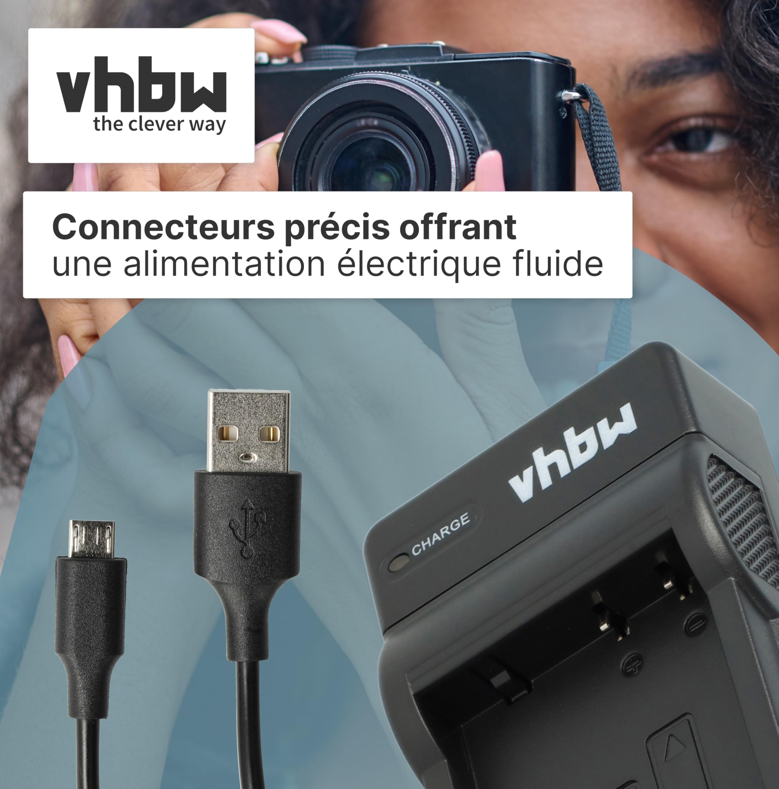 vhbw Chargeur de Batterie Compatible avec Panasonic Lumix DMC-TZ36, DMC-TZ6, DMC-TZ7, DMC-TZ8 Batterie Appareil Photo Digital, DSLR, Action cam
