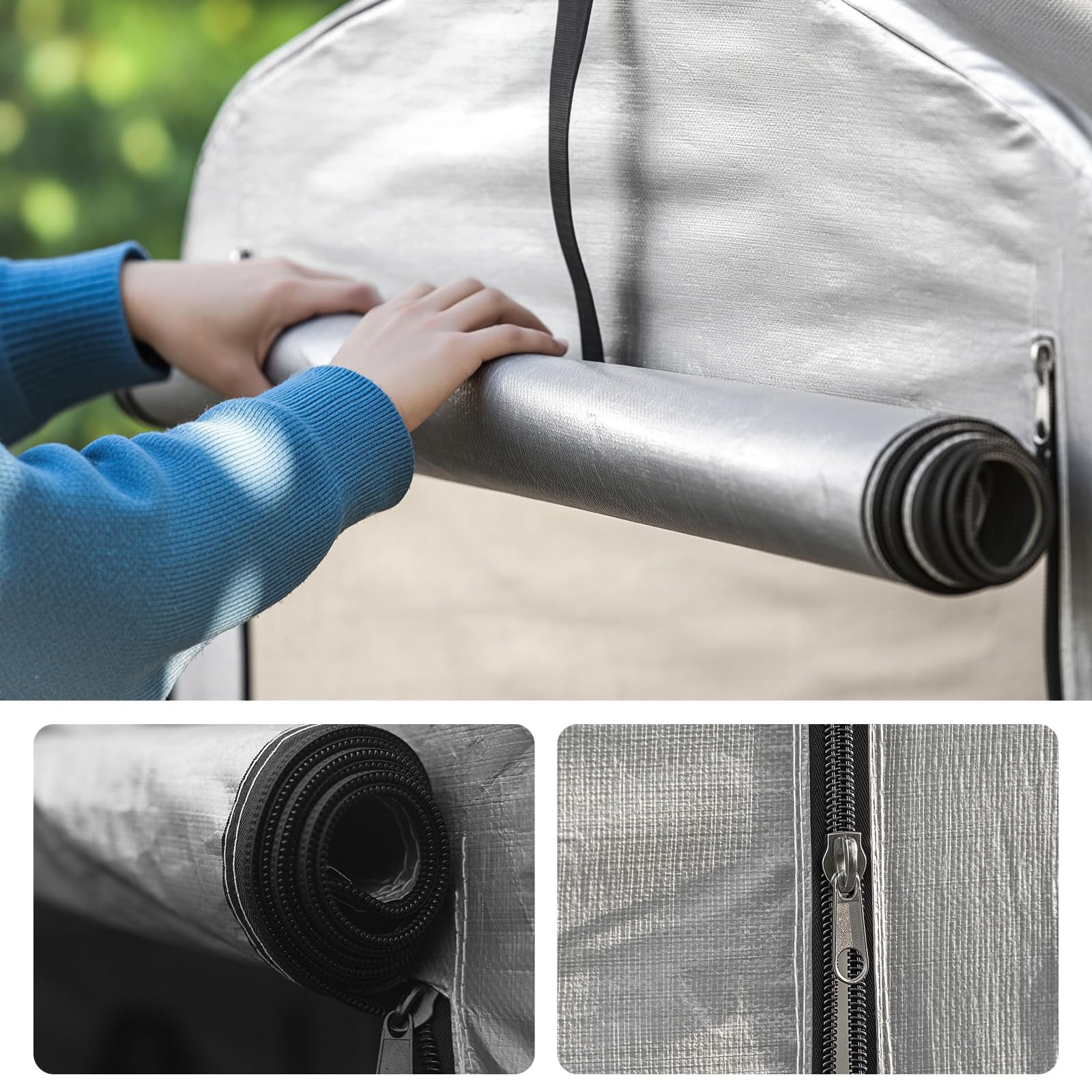 SoBuy Fahrradgarage wetterfest Geräteschuppen für 1-2 Fahrräder Carport Zelt mit UV-Schutz Fahrradschuppen für Regenschutz Terrasse Motorrad Garage Gartenhaus mit Aluminiumrahmen 120x163x176cm KLS11