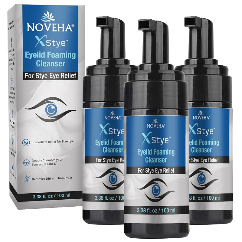 NOVEHA XStye Espuma de Limpeza para Pálpebras com Óleo de Melaleuca, Pacote com 3, 100 mL
