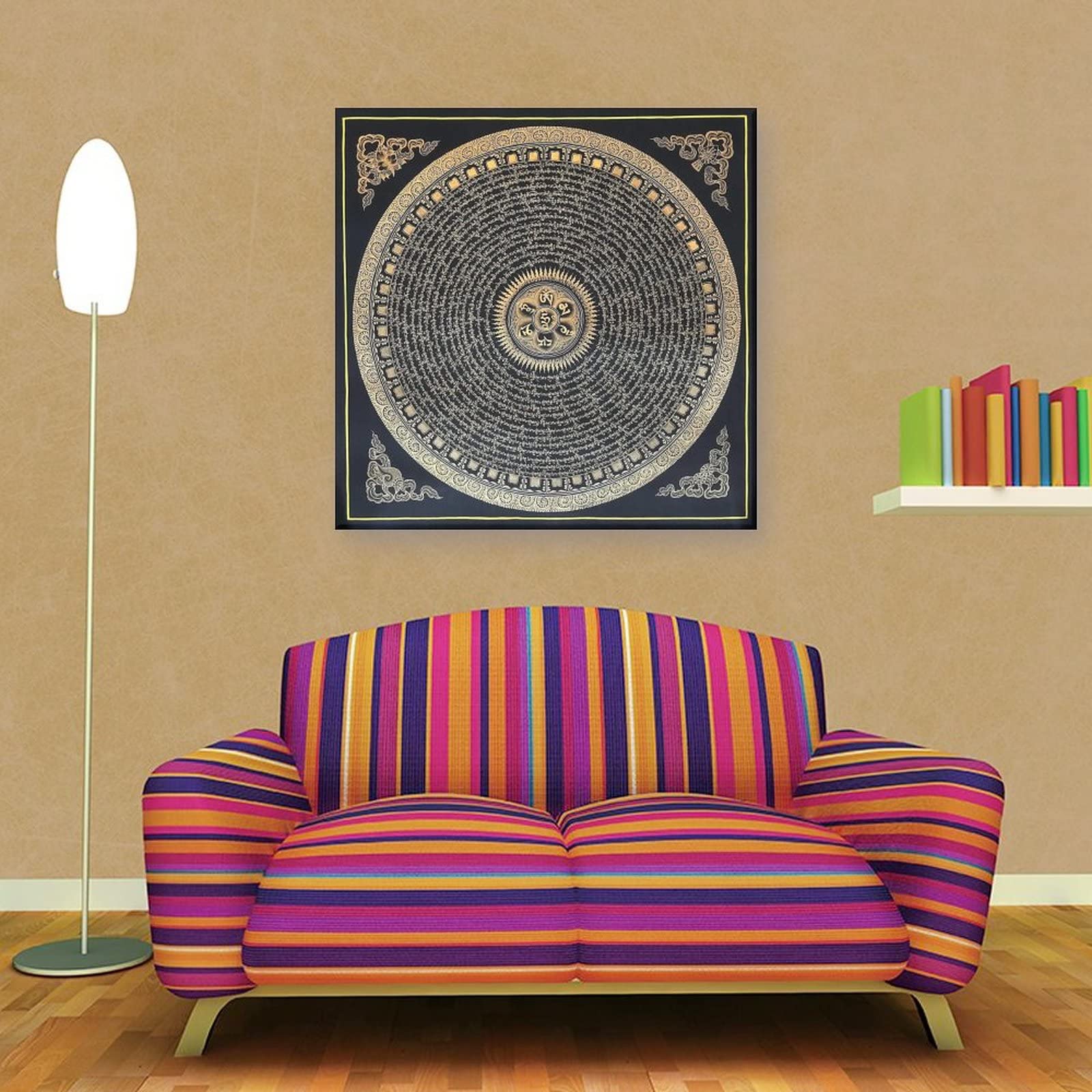 Poster tibetano Thangka di Mantra Mandala Buddhismo Religione Meditazione Poster Decorazione per la casa Decorazione da parete Camera da letto Decorativa Estetica 50 x 50 cm