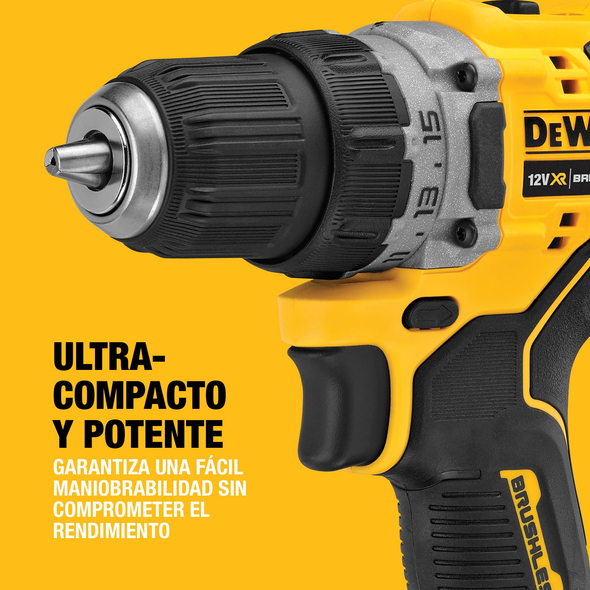 DEWALT Taladro atornillador sin escobillas XR 12V con 2 baterías XR Li-Ion de 2 Ah y cargador + maletín TSTAK, DCD701D2-QW