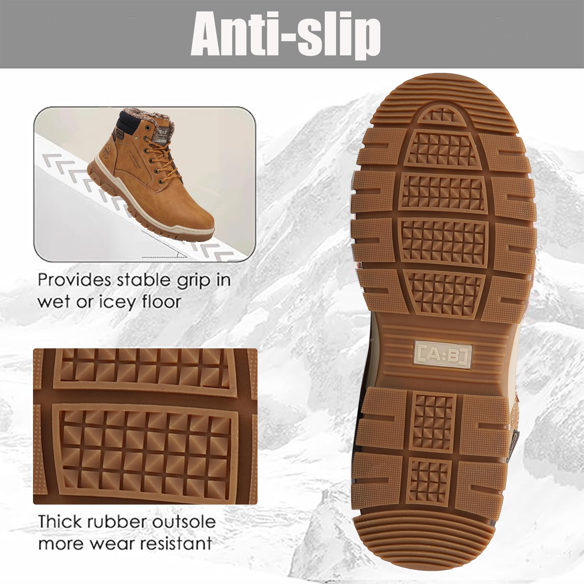 ARRIGO BELLO Stivali Uomo Invernali Scarpe Inverno Calda Foderato Montagna Antiscivolo Trekking Boots Scarponcini Neve Taglia 41-46EU