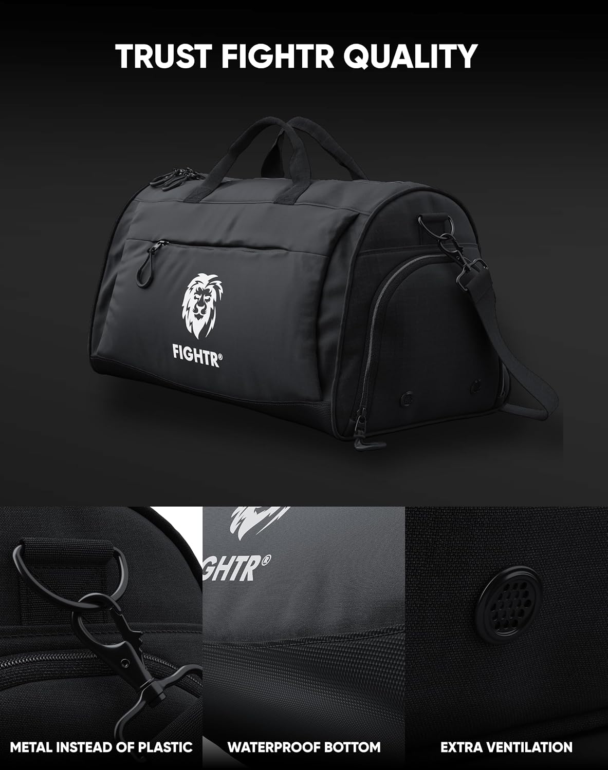 FIGHTR® Sports bag & travel Duffel bag for men and women - with shoe compartment & wet compartment - bag for sports, fitness & travel