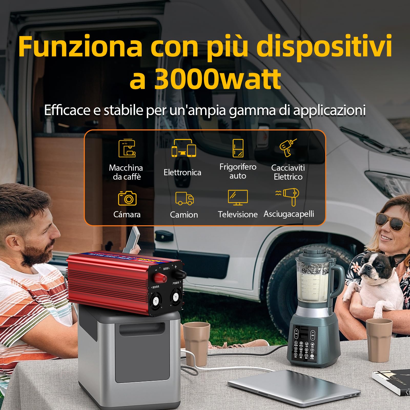 3000w Inverter 12v 220v Onda Pura con Display LCD & EU Presa