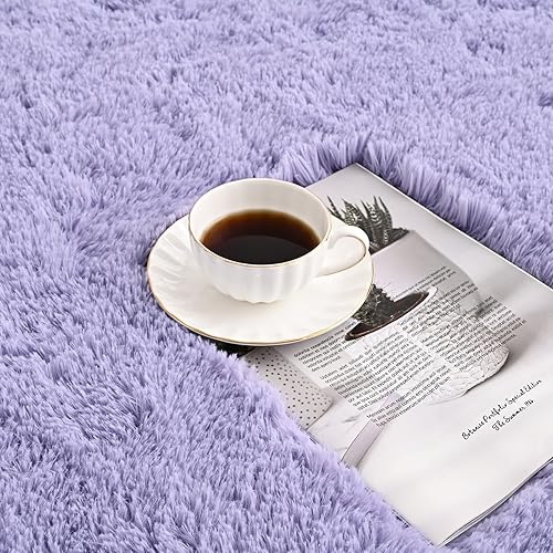 Miniatura 8 de Zedrew Alfombras de pasillo color lavanda para dormitorio, sala de estar, 2 x 6 pies, alfombras de noche esponjosas, alfombra suave y lanuda para