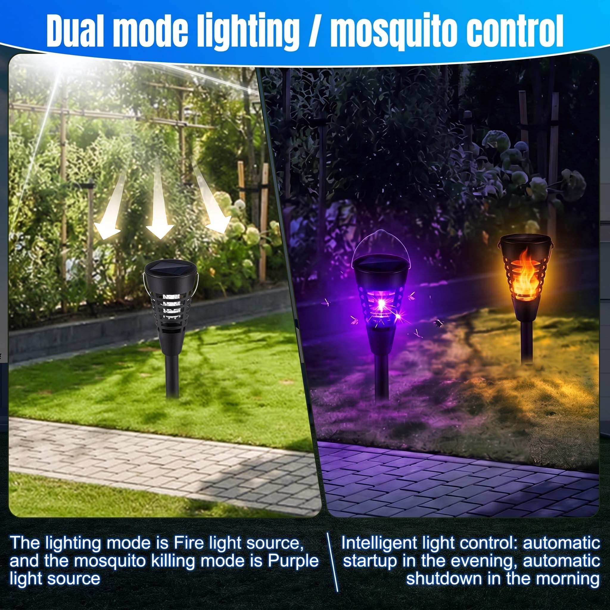 Qualirey Lot de 12 tue-insectes solaires et tueurs de moustiques d'extérieur étanches en forme de cône Lumière LED Répulsif anti-moustiques pour terrasse, jardin, cour, camping – Design à suspendre