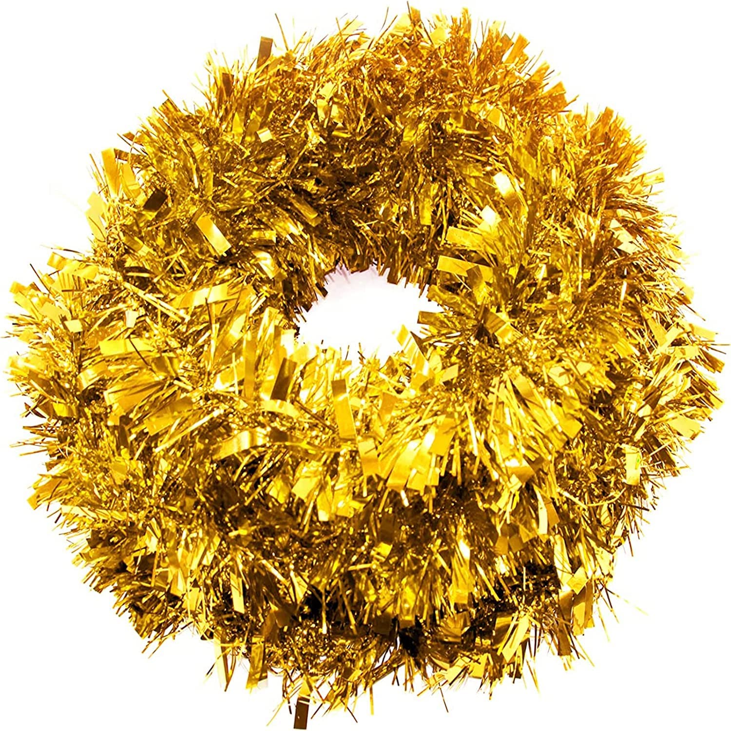Shatchi Gold 48Pcs Christmas Tinsels 1.8M/6Ft Xmas Metallic Chunky Tinsel Garland For Christmas Tree Hanging Decorations