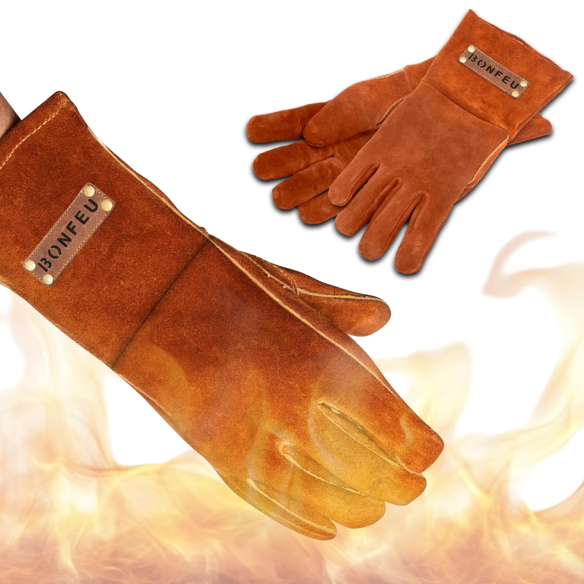 BonFeu BonGloves – rękawice odporne na wysokie temperatury – rękawice do grilla – odporne na temperaturę do 500 stopni – rękawice kuchenne do użytku na zewnątrz – rękawice kuchenne
