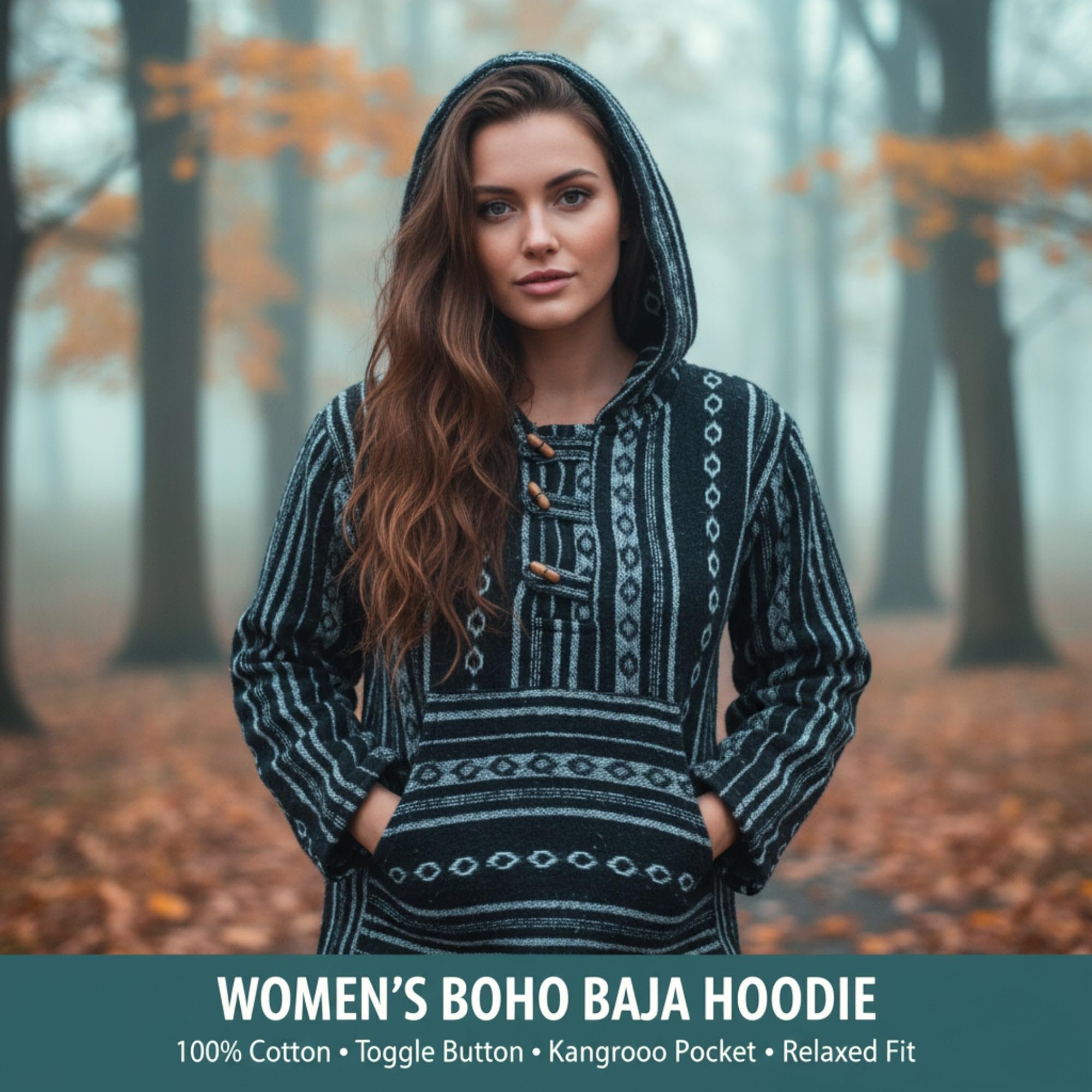 SHOPOHOLIC FASHION Damen Fleece Boho Baja Pullover Hippie Baumwolle Langarm Festival Hoodie