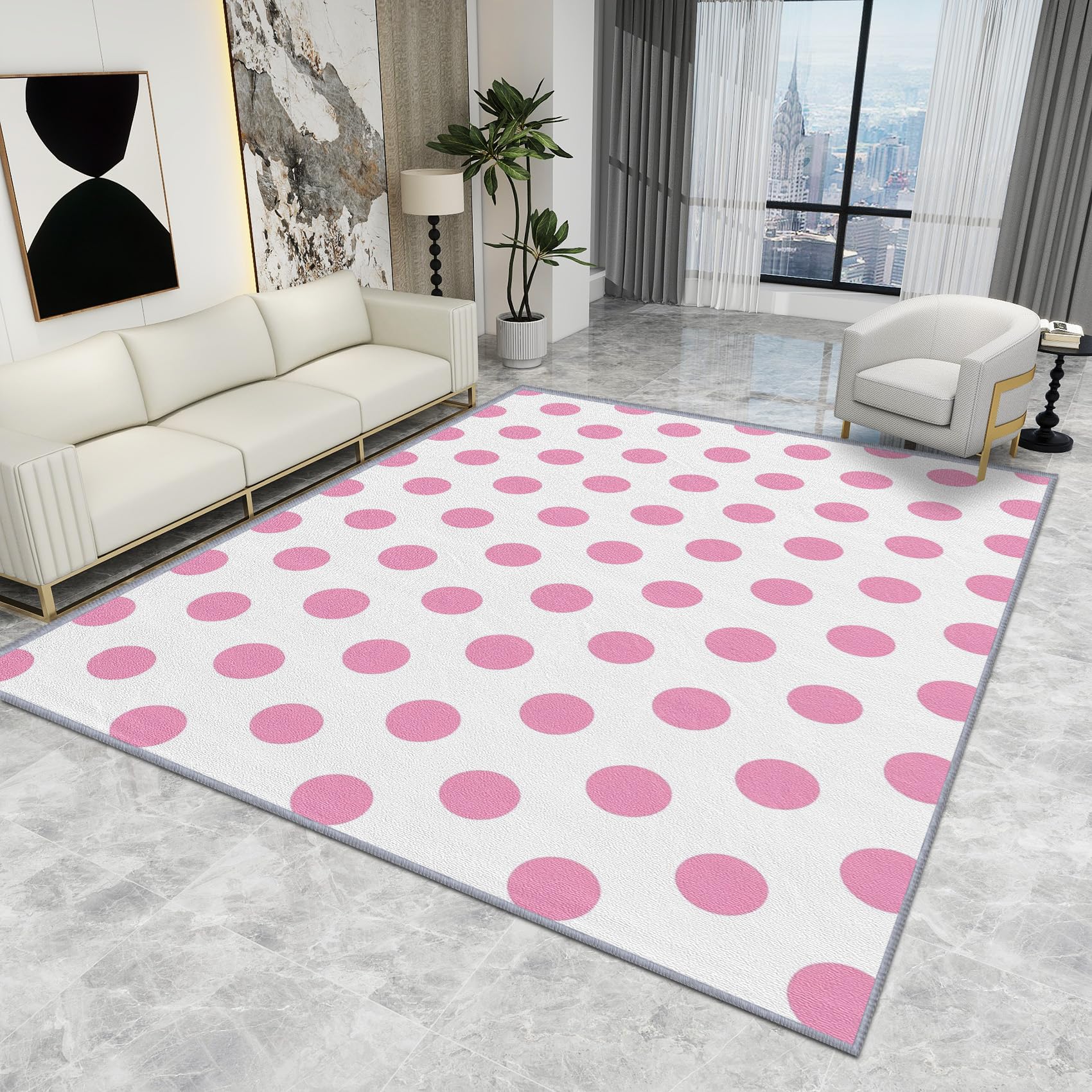 Tapis géométrique rose pour créer un coin jeu doux de 160x230 cm
