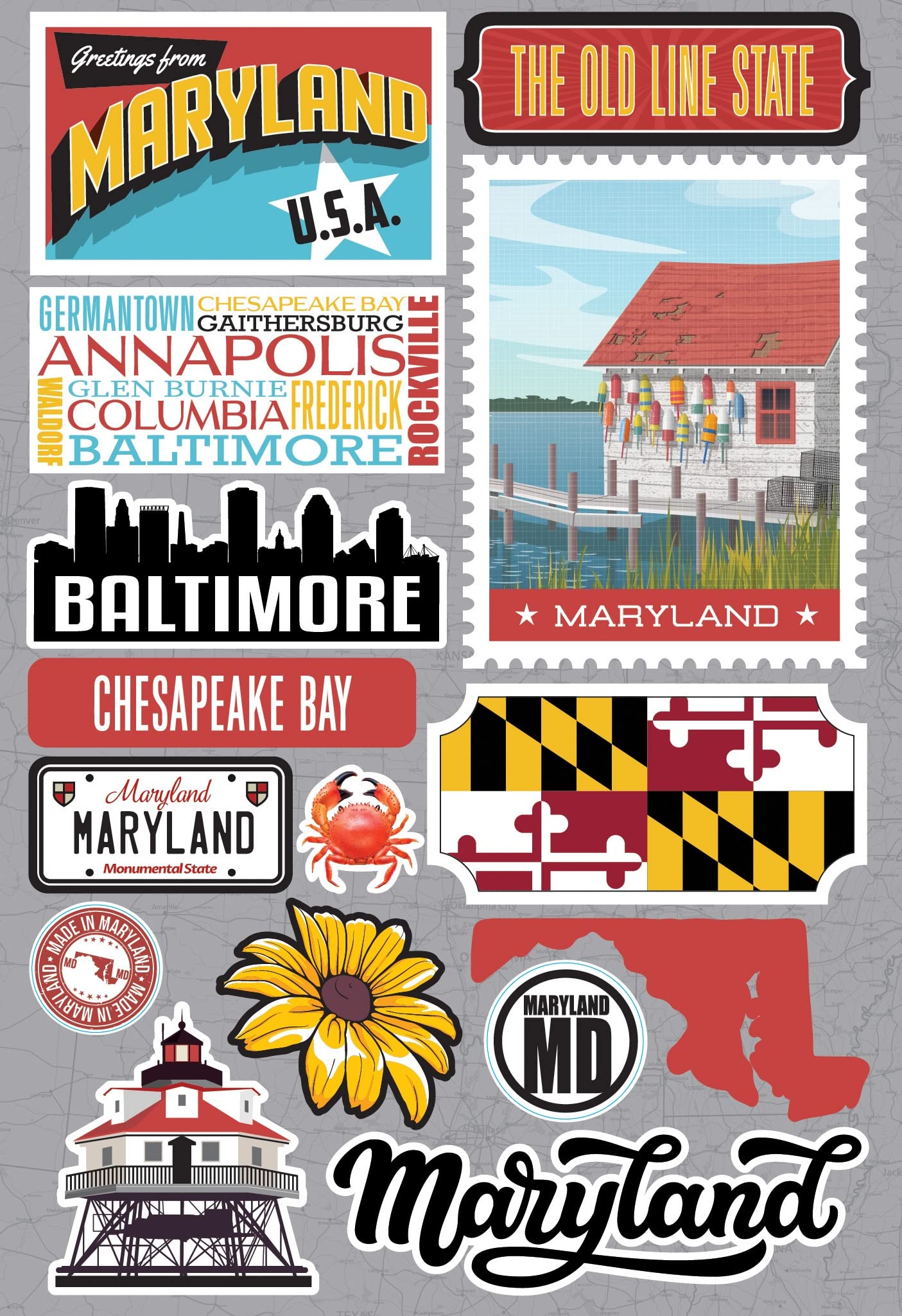 Stickers Maryland Reminisce Jet Setters 3.0 pour décorer un carnet de vacances