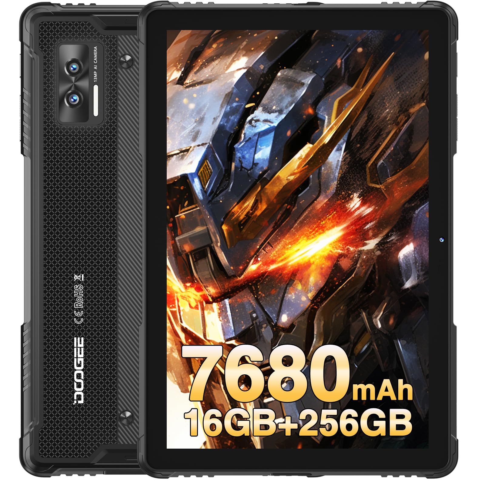 Tablette Robuste DOOGEE R08 – 16 Go RAM (6+10) + 256 Go ROM – écran 10,1 Pouces – Batterie 7680 MAh – Android 13 – 4G LTE, 5G WiFi, IP68, -40°C à 70°C