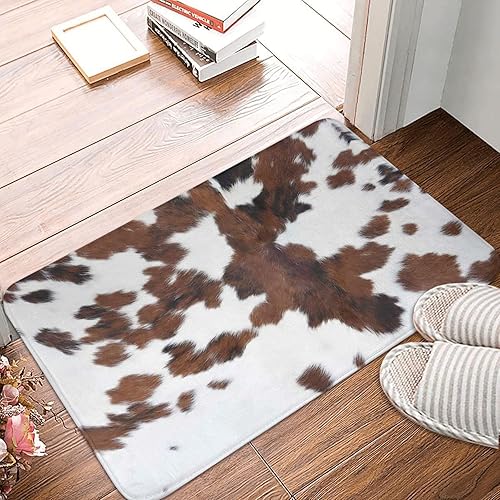 Alfombra de baño con estampado de vaca marrón con estampado de vaca, suave, absorbente, antideslizante, para cocina, baño, lavandería, dormitorio,