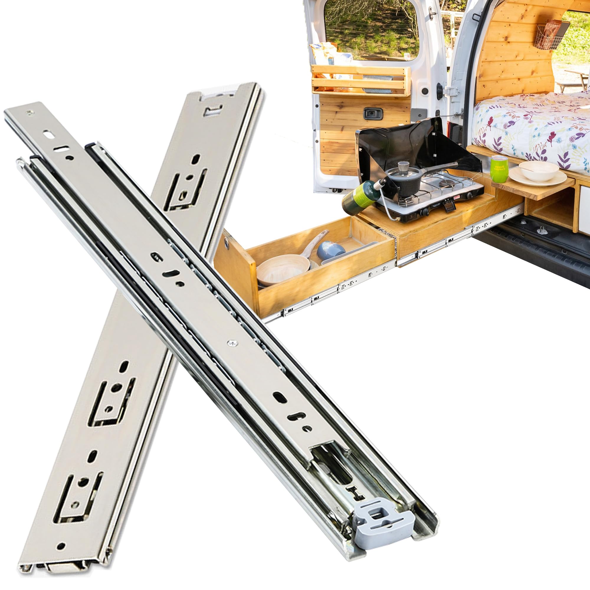 Glissières de tiroir robustes 350 mm coulisse charge lourde 68 kg rail