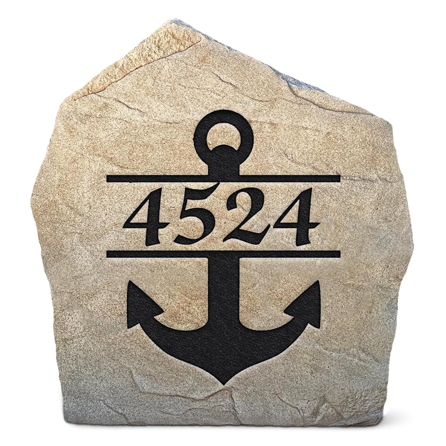 Personalized Anchor Address Stone - Address Sign Garden Stone - Sandstone 21" x 21" - Address Marker by Design A Stone