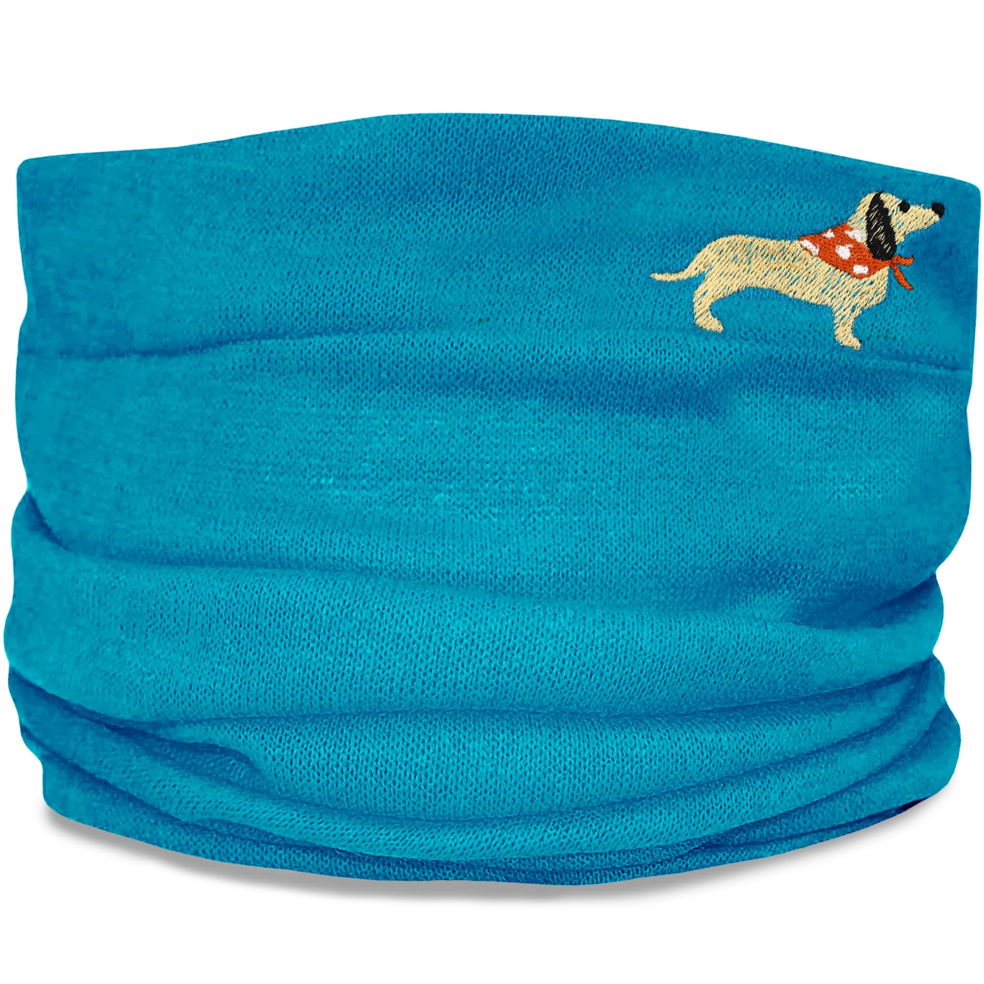 Teddyt's Women's Turquoise Super Soft Fine Knit Dachshund Sausage Dog Snood Scarf