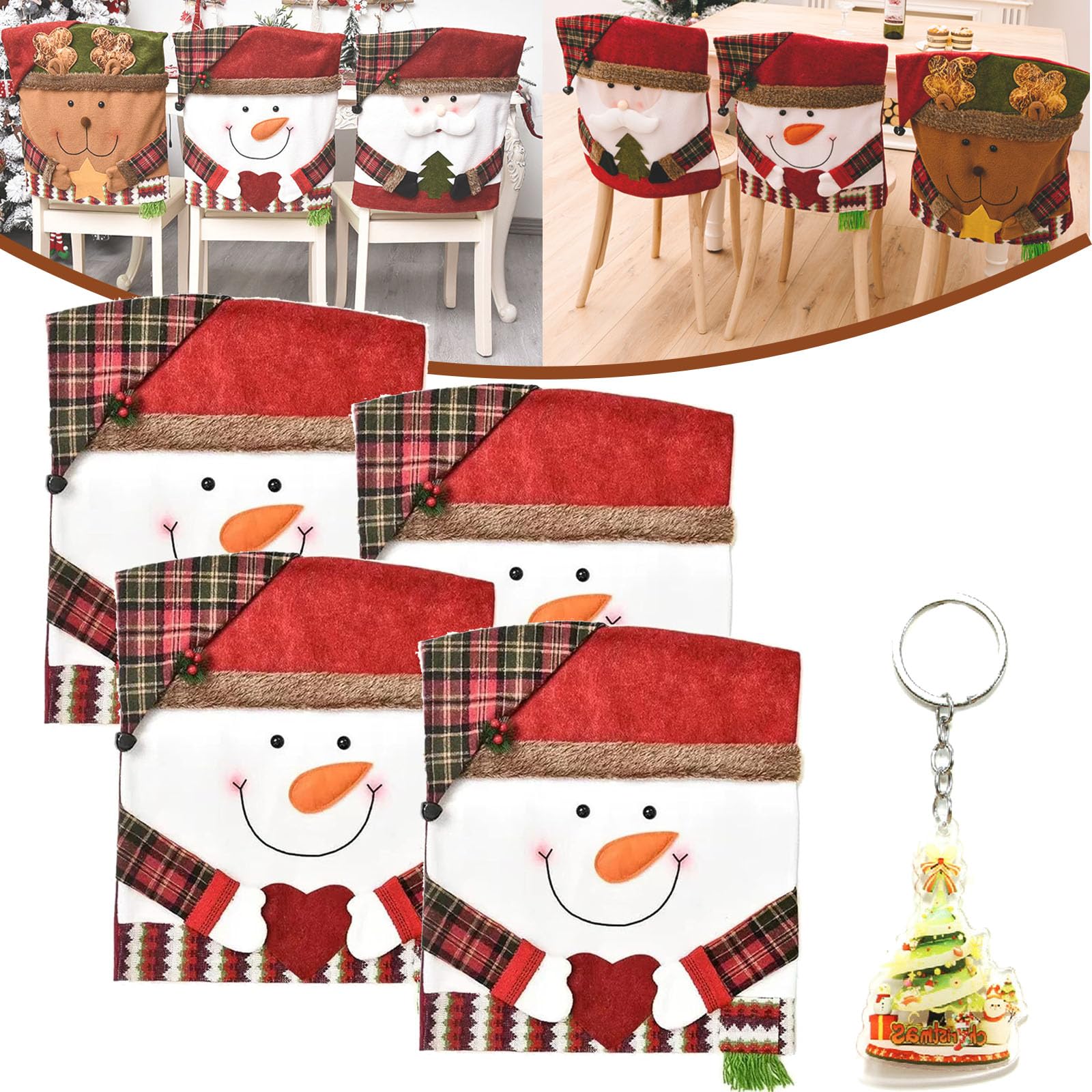 NNBWLMAEE Christmas Themed Chair Covers, Christmas Chair Back Covers, Christmas Dining Chair Covers, Christmas Chair Covers for Dining Chairs, for Home, Party Decor (4*b)