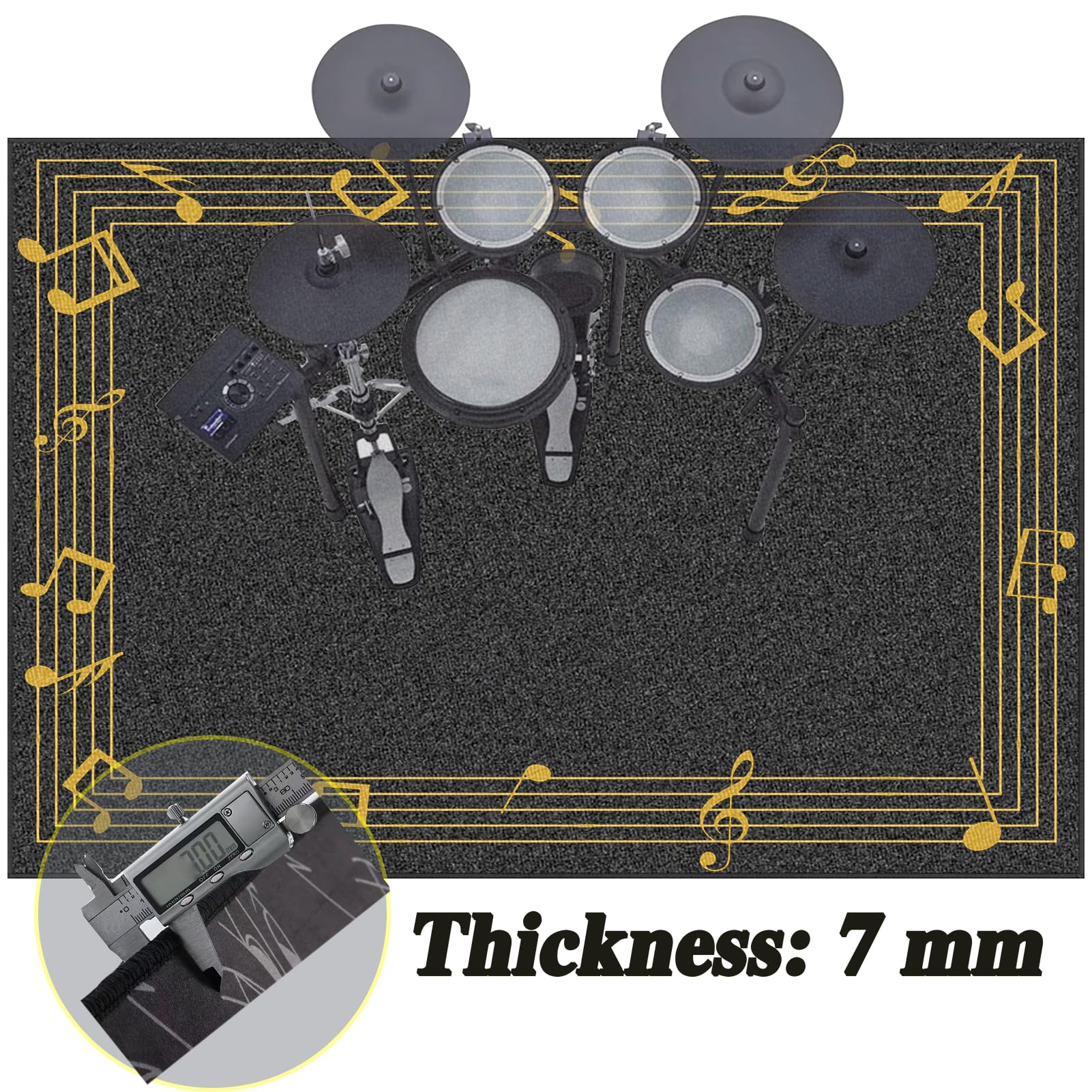 Dywaniki akustyczne Dywan Bateria Bęben Dywan Dźwiękoszczelny Dywan Elektroniczny Bateria Dywaniki Prostokątne do Bombo Pudełko Antypoślizgowa Mata Akumulatorowa 140 x 100 cm