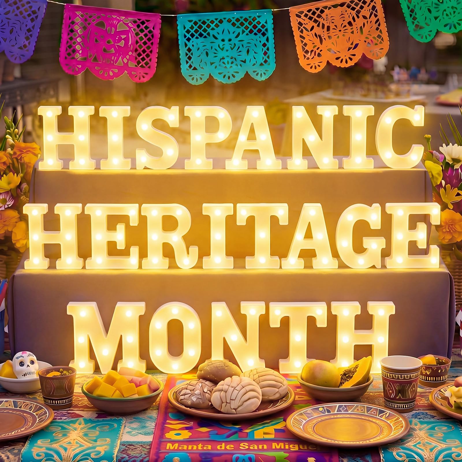 Aurelema 21 Pcs Hispanic Heritage Month Decorations LED Letter Lights Sign