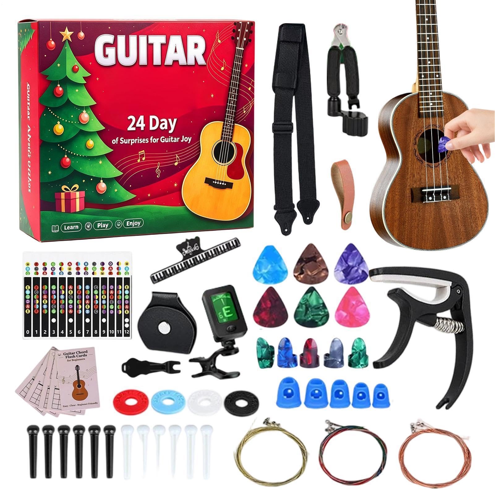 Calendario de cuenta regresiva para guitarra de Navidad 2026, juego de