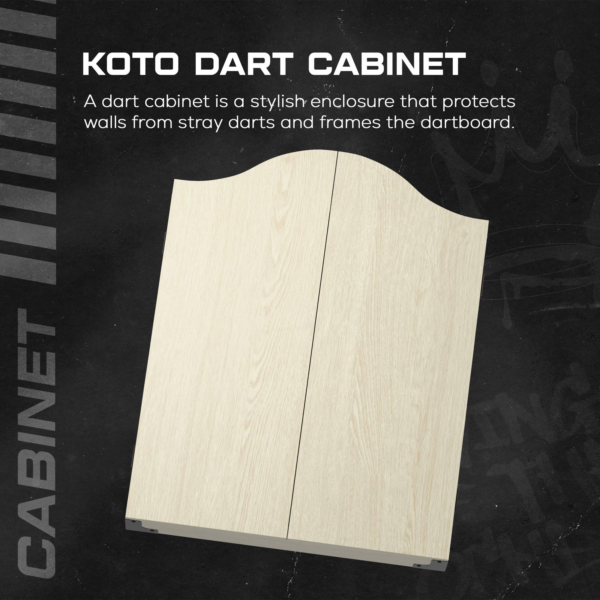 KOTO - Armoire à Fléchettes en Chêne Clair (63 cm x 49 cm x 8,5 cm) INCL. 2 Tableaux Blancs de Score