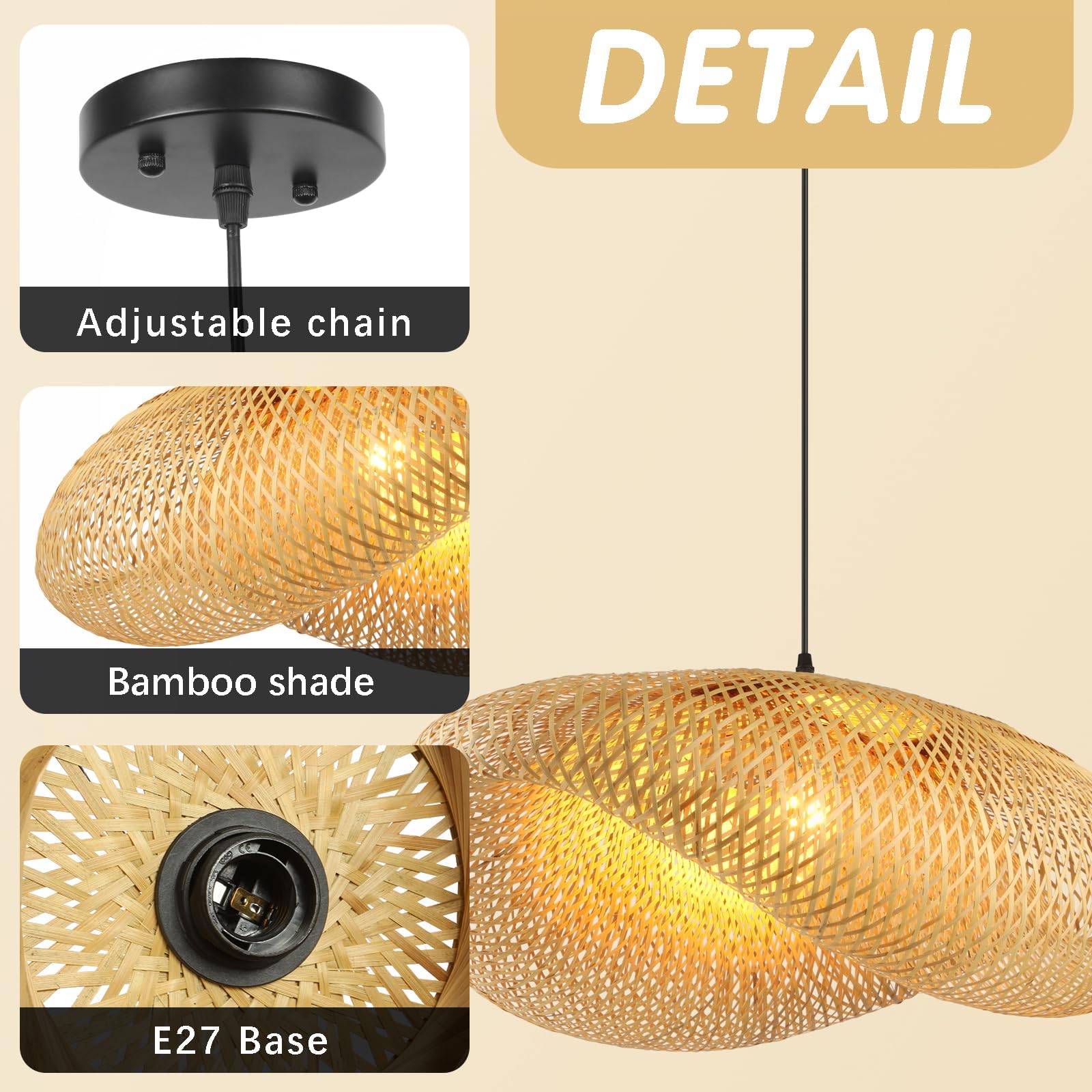 Creatività Lampadario Camera Da Letto, Cappello Intrecciato A Mano Lampadario Salotto Retrò 100 Cm Lampadario Moderno Soggiorno Per Cucina Sala Da Pranzo Soggiorno Ristorante, Paglia Chiara