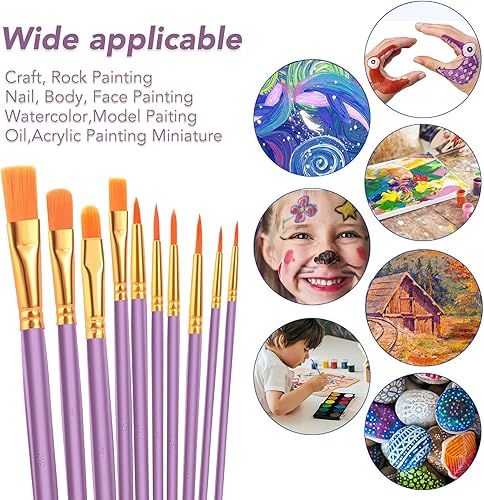 Miniatura 32 de ESRICH Juego de 6 pinceles de pintura para el cabello, 6 unidades, de nailon, para pintura acrílica, óleo, acuarela, arte de uñas faciales, pinceles
