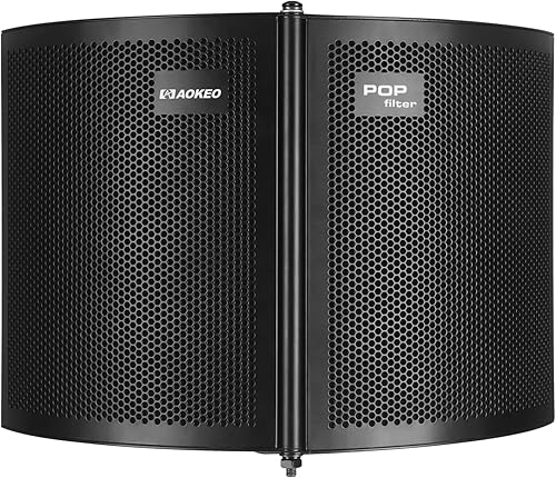 Miniatura 7 de Aokeo (AO-302) Escudo de aislamiento de micrófono de grabación de estudio profesional. Espuma absorbente de alta densidad se utiliza para filtrar