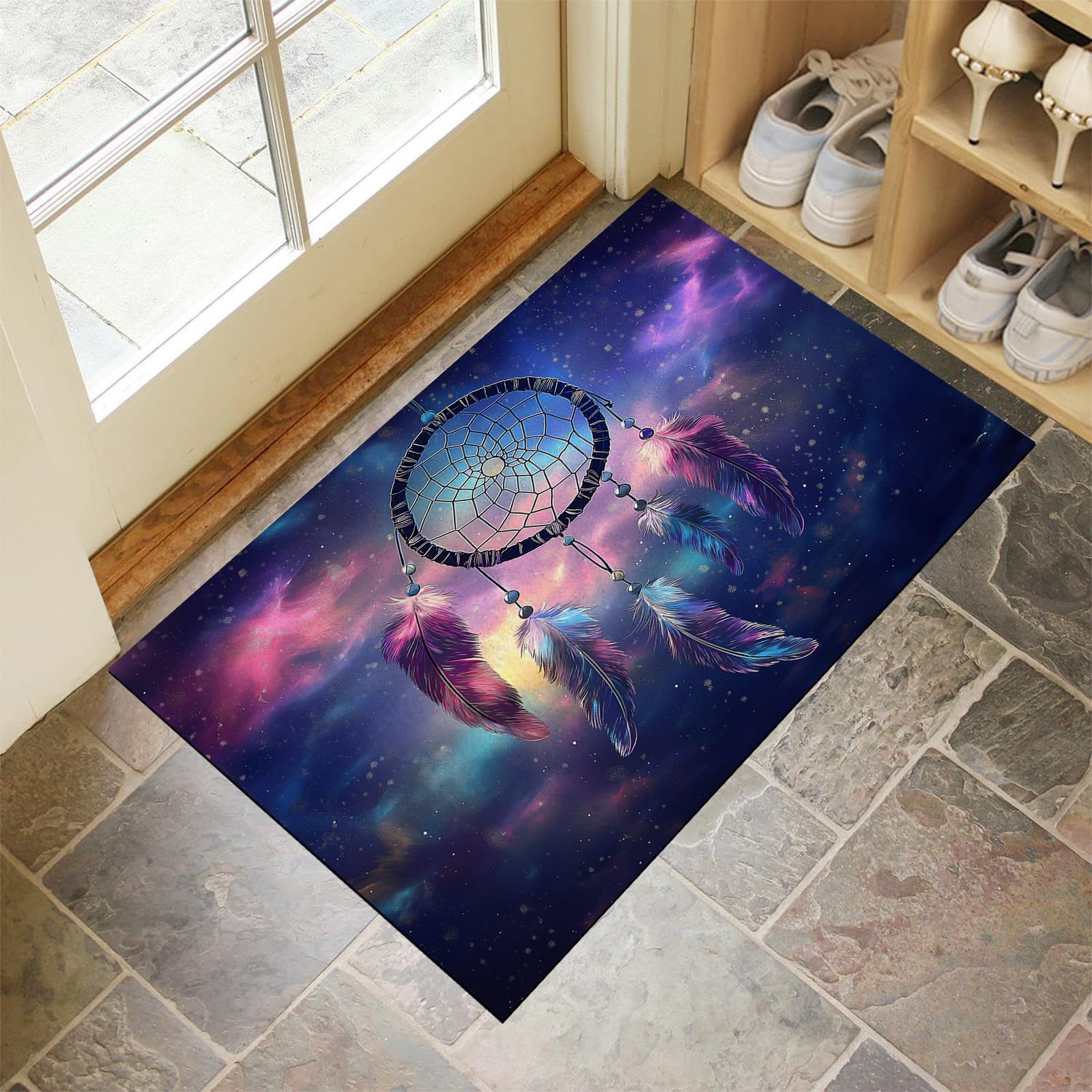 Tapis de porte extérieur 90x150cm imperméable lavable style attrape-rêves