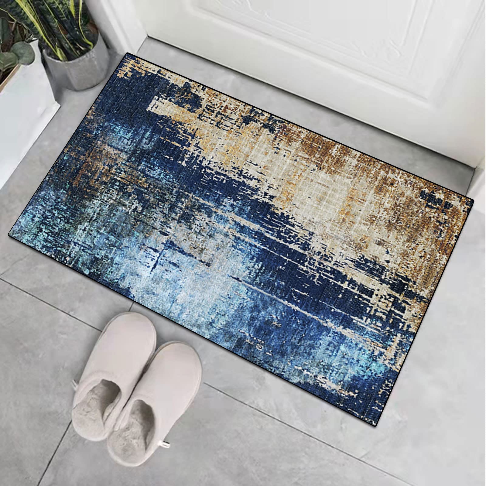 Teppichläufer Modern Küchenläufer Niederflor Flurläufer,Bunter Modern Geometrisch rutschfest Waschbar,für Korridor,Schlafzimmer,Innen Wohnzimmer,Küche - Anpassbar