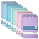 Better Office Products Steno Pads Spiral 6x9, 10 Pack, Gregg Ruled, 80 Sheets, Assorted Pastel Covers, Steno Notebooks Top Spiral for Note Taking