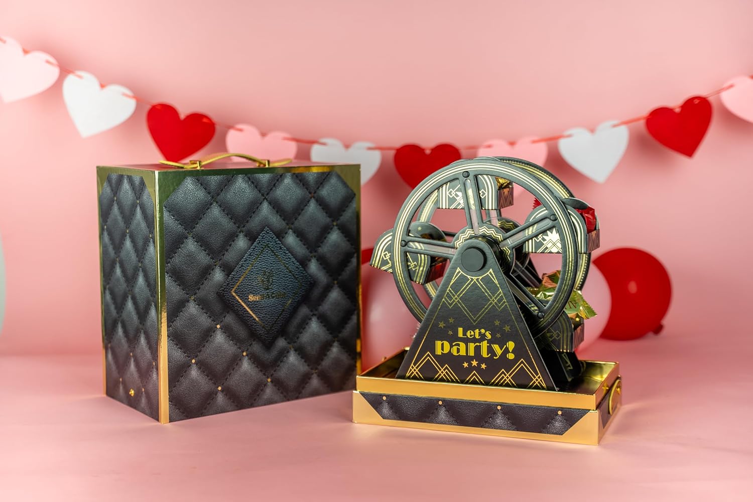 Luxe Luxury Premium Chocolate Ferris Wheel Box by Send A Cake – Ready to Gift, No Assembly Needed – Assorted Chocolates with Spinning Display, Lights & Music – Fun Romantic Birthday Surprise Gift for Women, Men, Adults & Kids