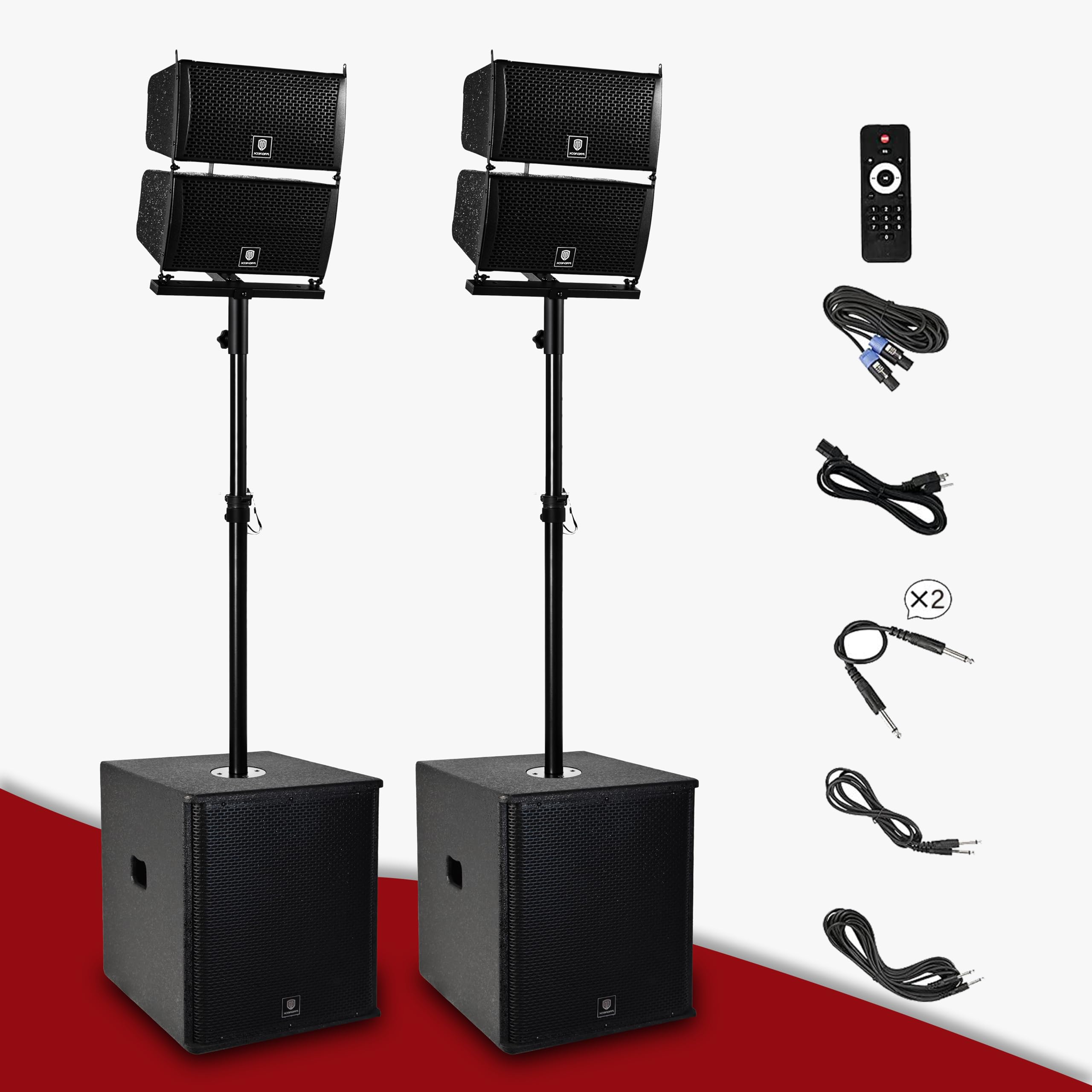 PRORECK Club 6000 15-Zoll 6000-W-P.M.P.O Stereo-PA-Lautsprechersystem 4 Line-Array-Lautsprecher 2 Subwoofer Bluetooth USB SD