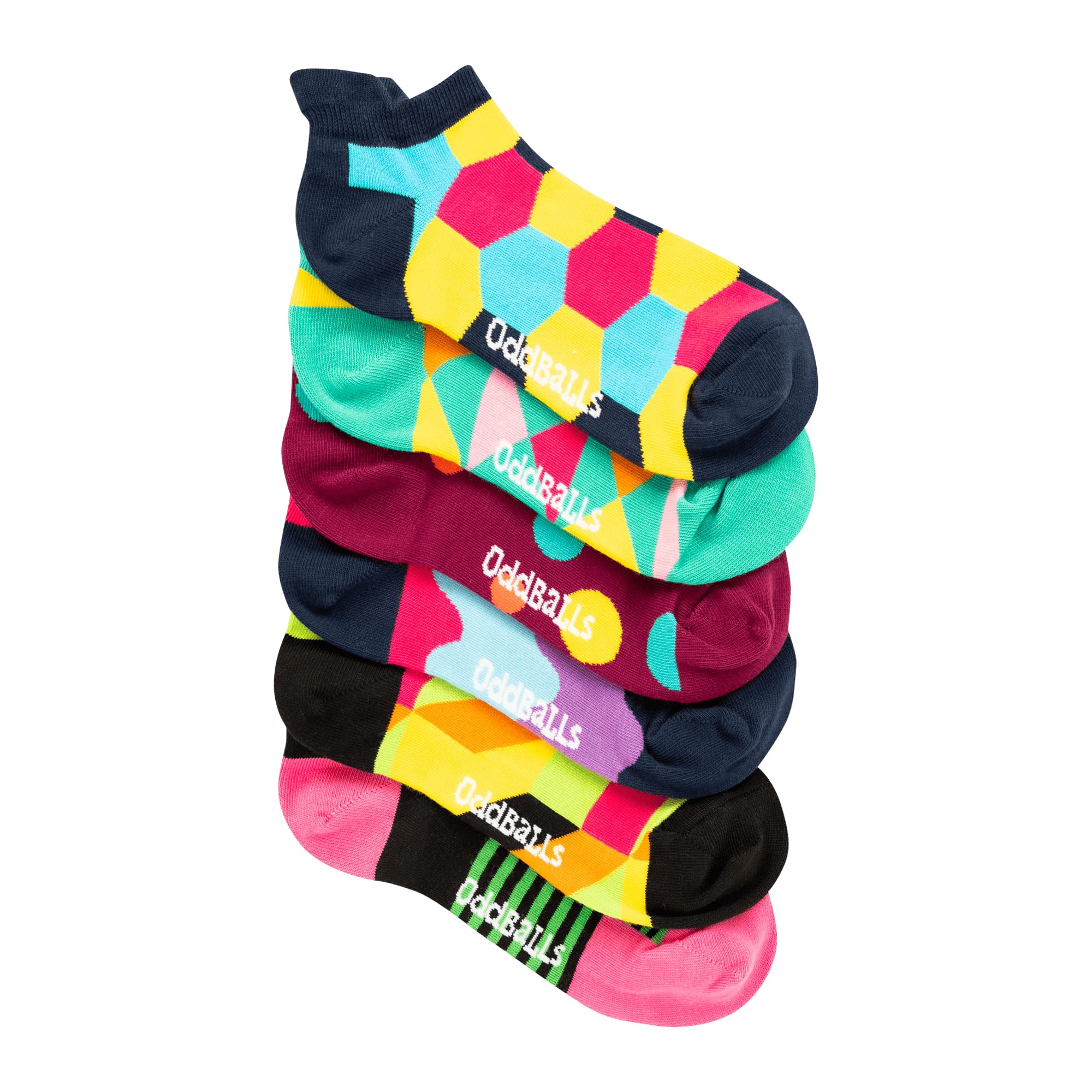 OddBalls | Sock Multipack | 5 Pack | Mens & Womens | Colourful Cotton Socks | Work Socks | Elasticated Ankle (UK, Numeric, 3, 6, Regular, Regular, Random)