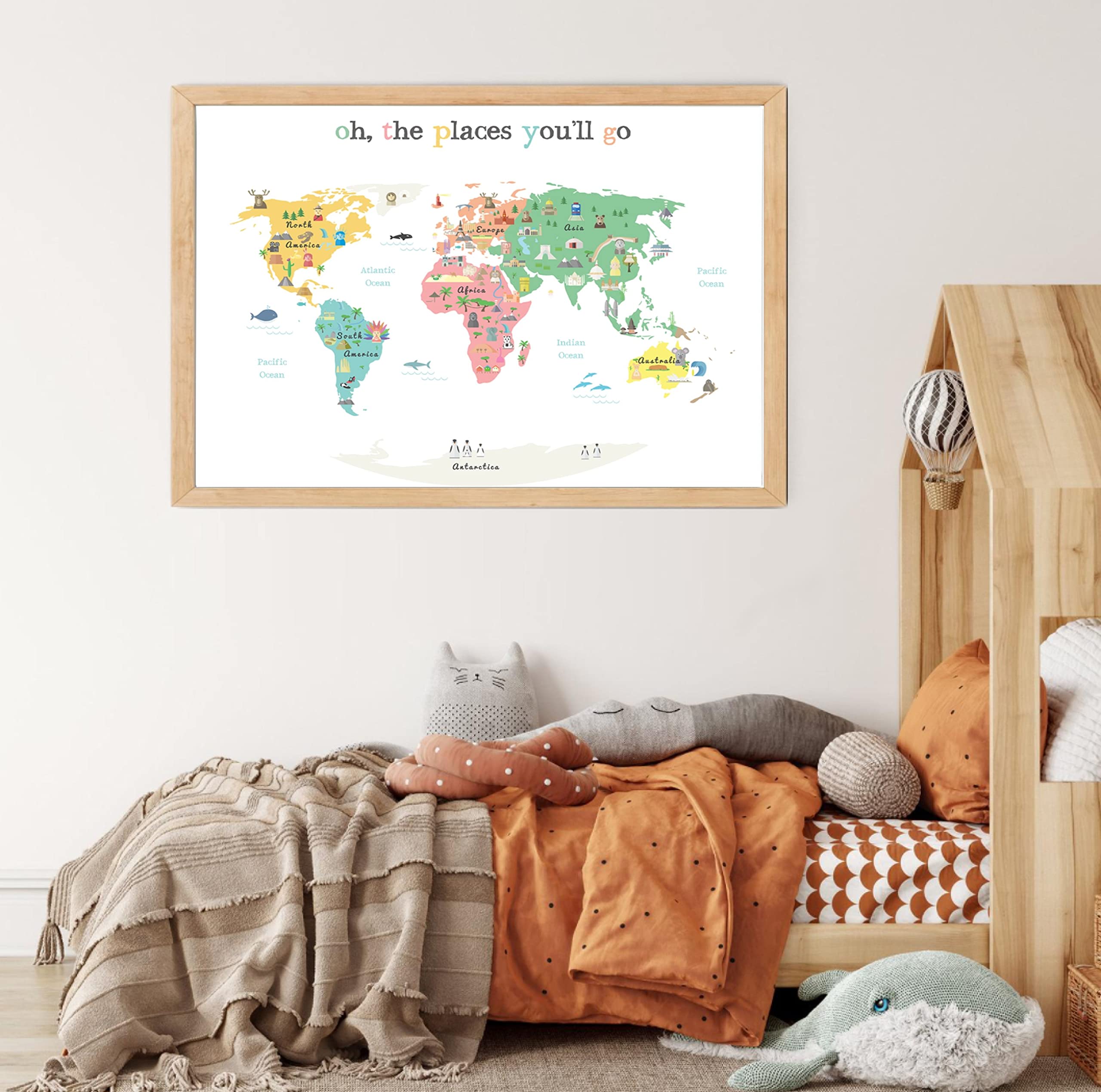 Buy "Oh The Places You'll Go" Children's Illustrated World Map Poster
