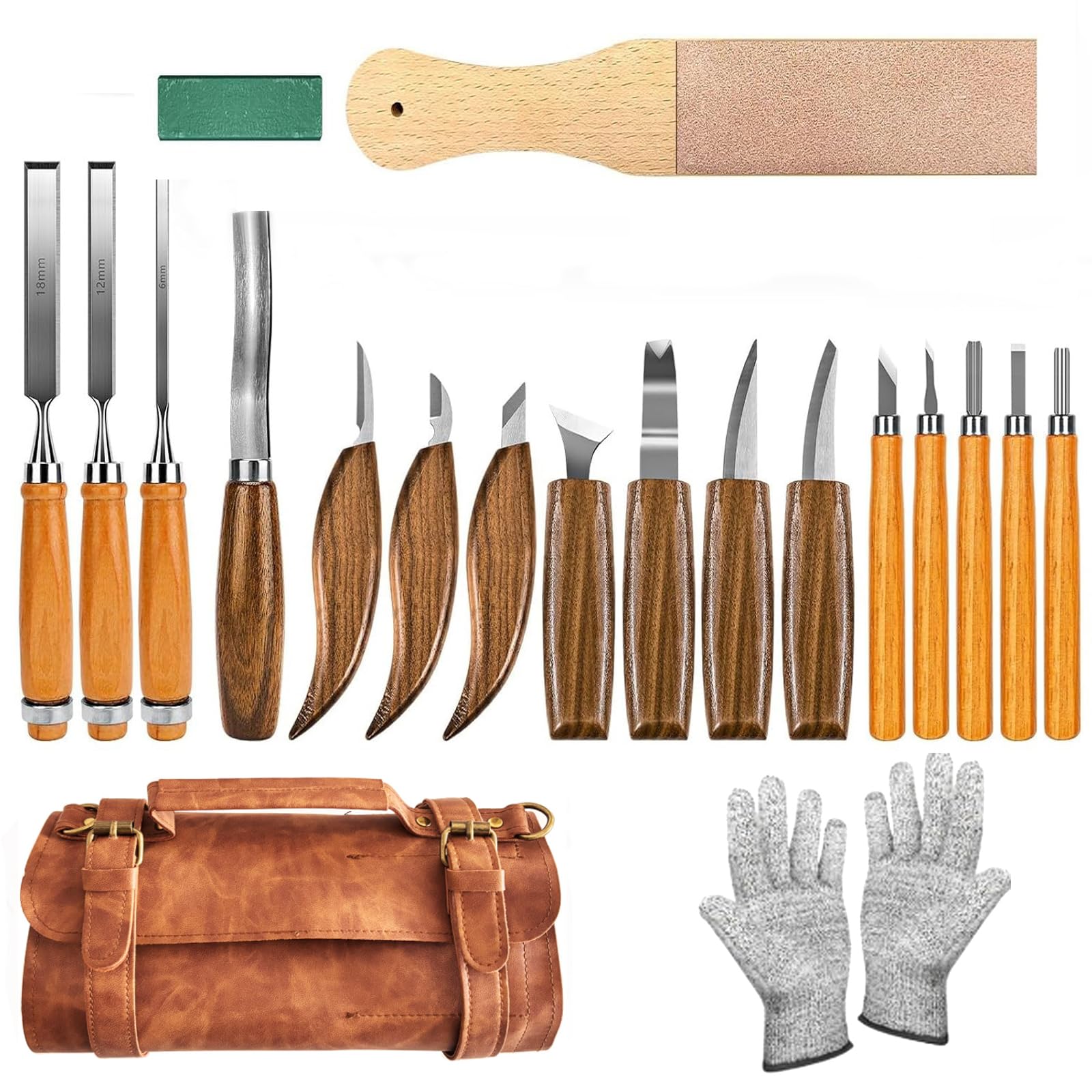 Juegos De Herramientas Para Tallar Madera, Kit Para Tallar Madera Con Estuche De Cuero, Juego De Herramientas Para Tallar Madera, Juego De Herramientas Para Tallar Madera Para Principiantes
