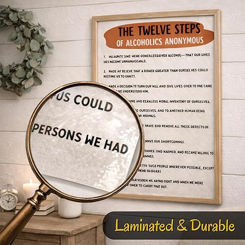 Miniatura 6 de Póster anónimo de los 12 pasos de AA Alcohólicos Anónimos para la recuperación de adicciones, citas alcohólicas anónimas de doce pasos impresos,