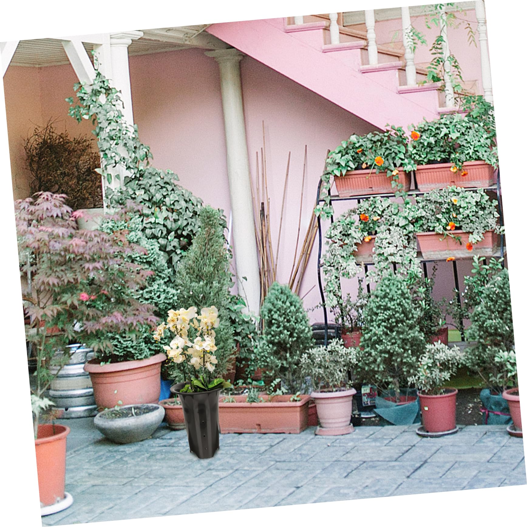 10 Pots de Pépinière Noirs en Plastique Respirant pour Plantes et Fleurs, Contrôle Racinaire, Design Simple, pour Jardin et Intérieur