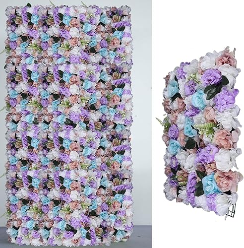 Vista 186 de 20 paneles de pared de flores artificiales, decoración de pared de 24 x 16 pulgadas, paneles decorativos de flores de hortensias para el hogar, 20