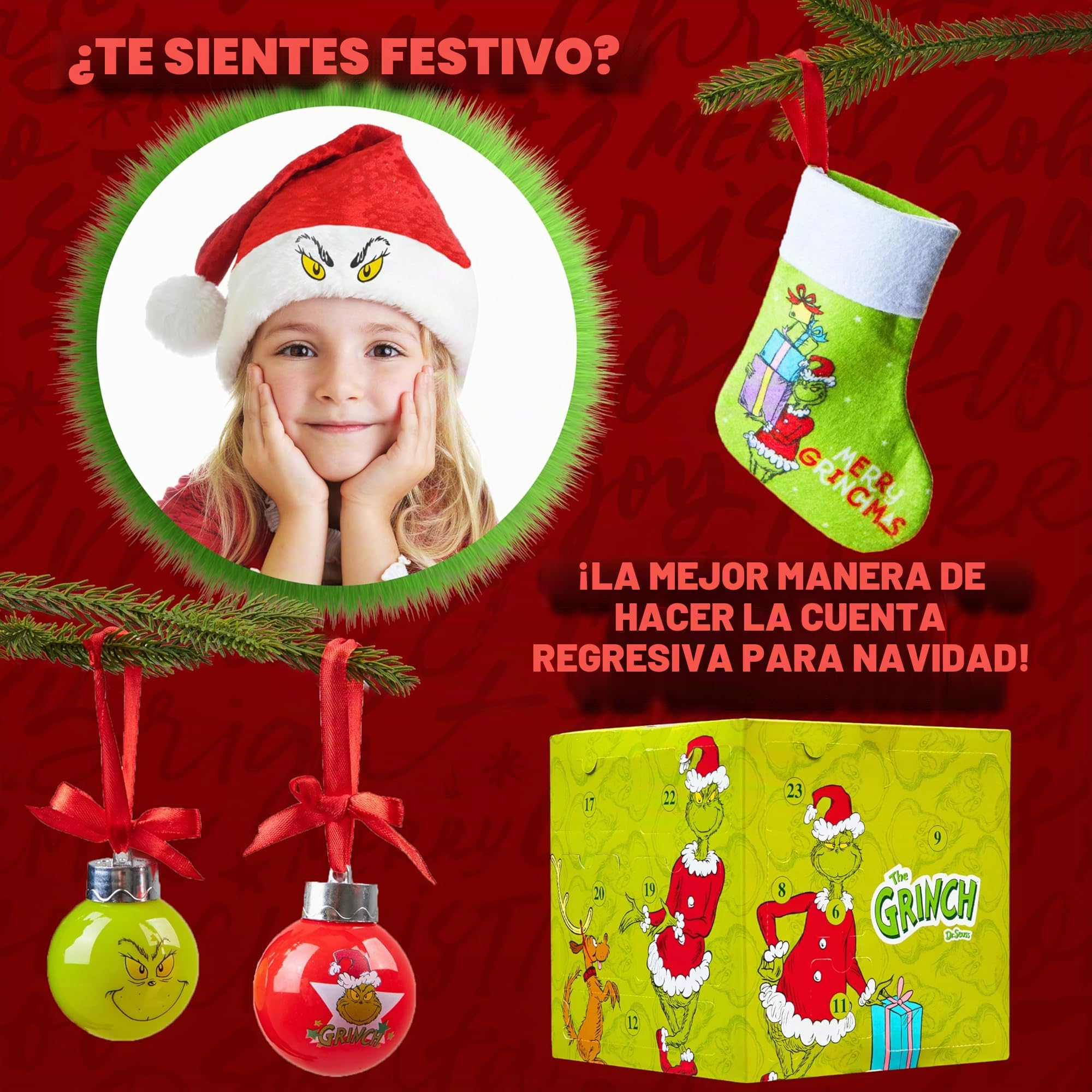 Grinch Cube Calendario de Adviento 2024, Accesorios y Regalo para Mujer, Adolescente