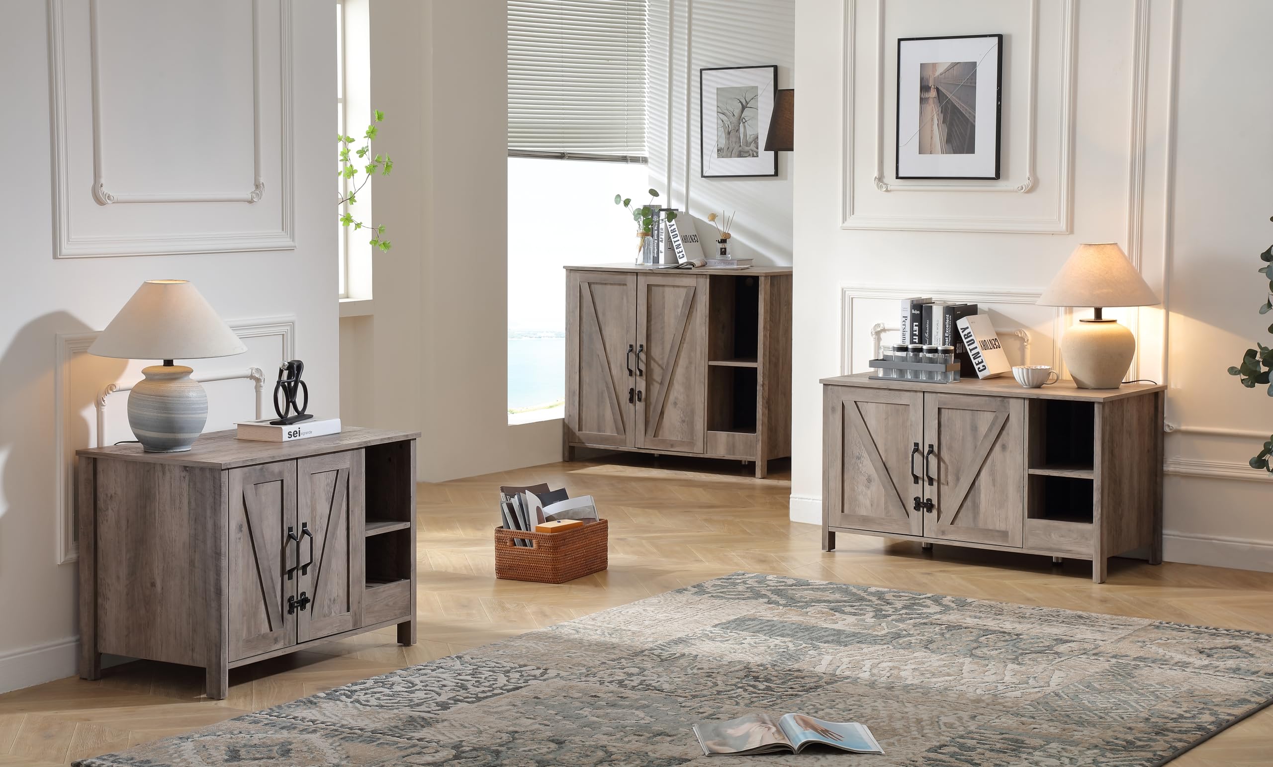 FOREST GRAVITY Cat Cabinet Armoire à Chat Litter Box Middle Cat Furniture Modern 105 * 50 * 60 cm Maison pour Chat avec Porte et cloison séparée Grey