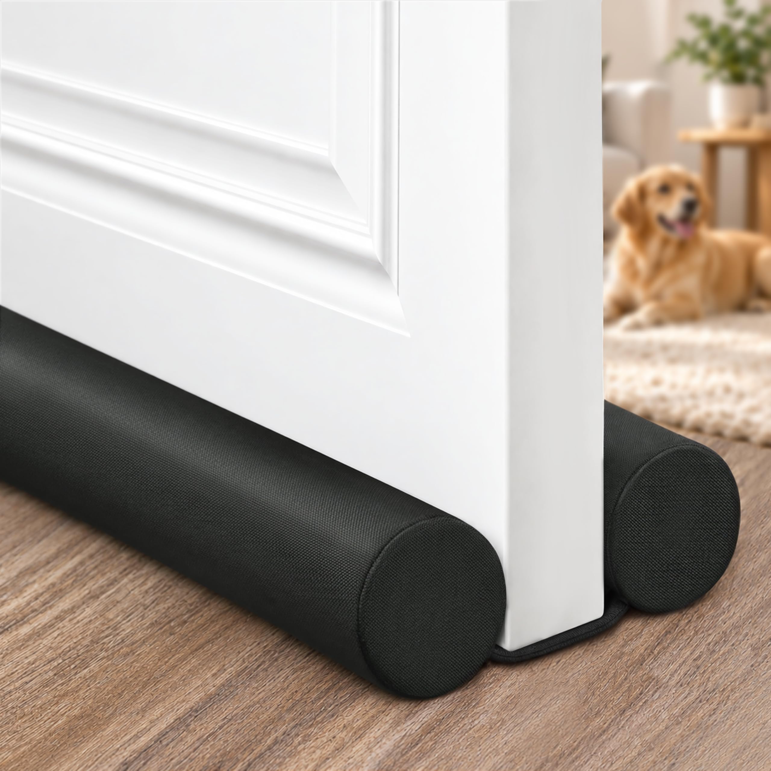 MAXTID 32" Black Door Air Draft Stopper, Wind Blocker for Small Apartments