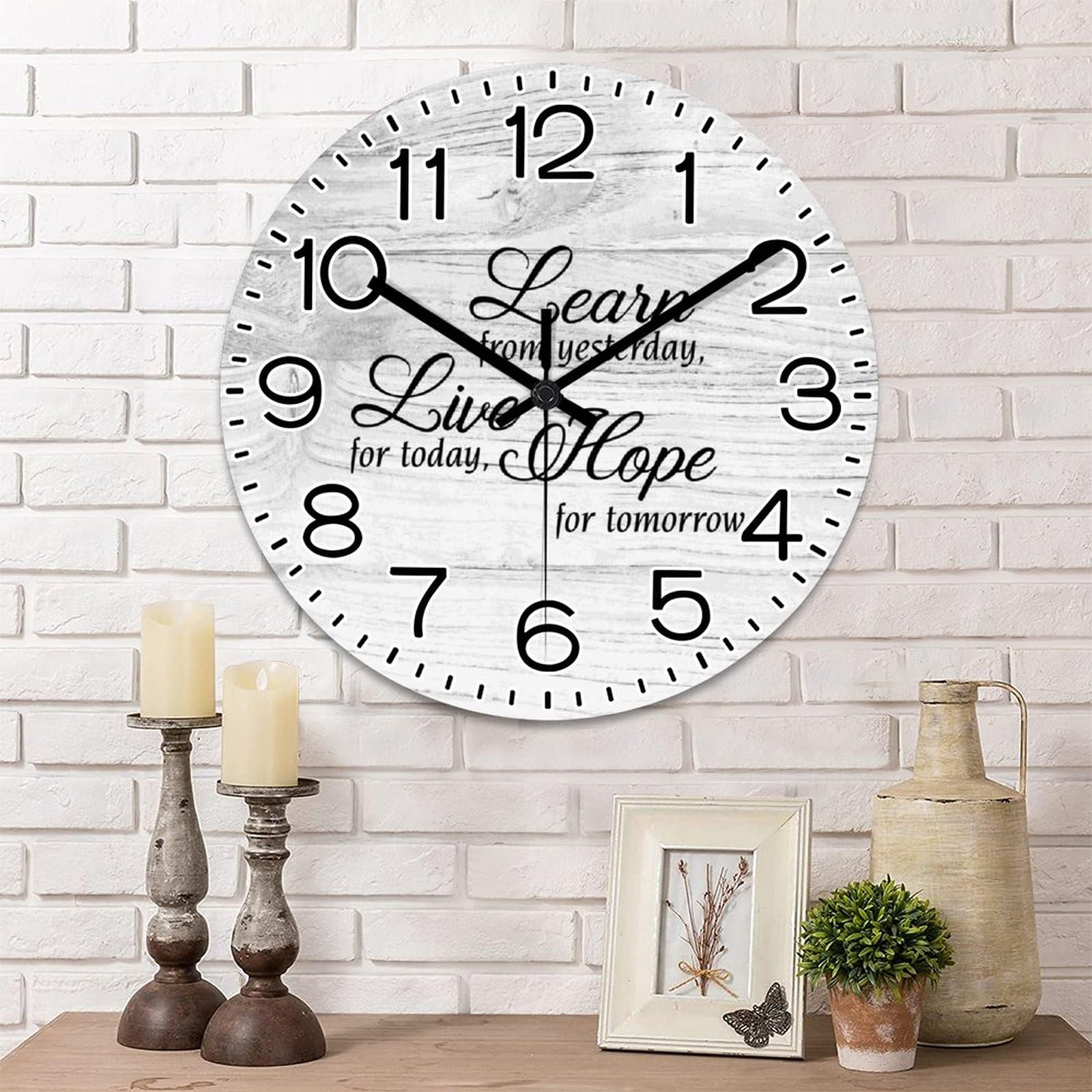 Horloge murale en bois silencieuse 38cm mécanique sans tic-tac salon