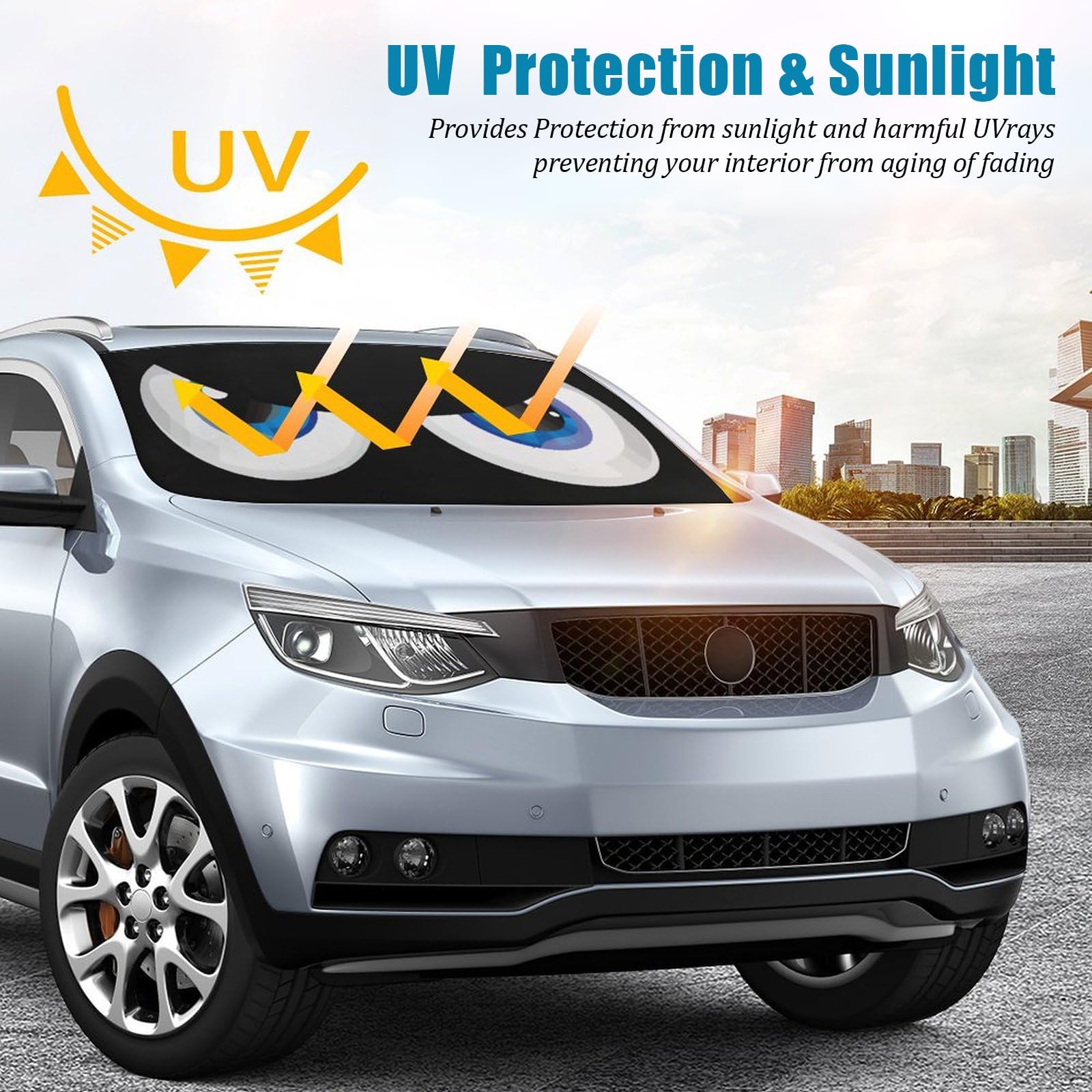 Blue Eyes Car Windshield Sun Shade Foldable Sunshade Front Window Cover Sun Visor Protector Accessories (59x27.5 inches) - 5