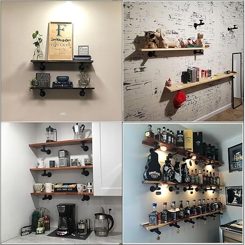 Miniatura 6 de Soporte de estante de tubo de 6.7 pulgadas, paquete de 8 soportes industriales de bricolaje para estante flotante de madera de 6 a 12 pulgadas,